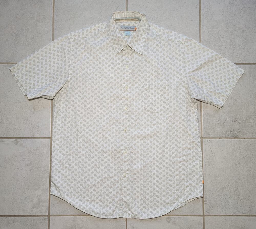 Quiksliver Men's Large Geometric Cotton Short Sleeve Button Up Shirt